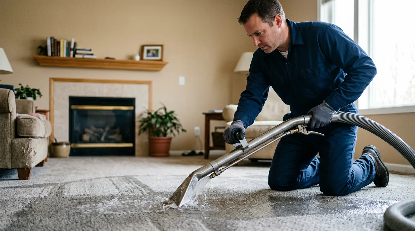 Water damage restoration technician working near Saint Clair, MO